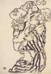 Edith Schiele mit ihrem Neffen